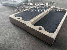 Load image into Gallery viewer, Locking magnets ensure your dice box doesn&#39;t come apart.
