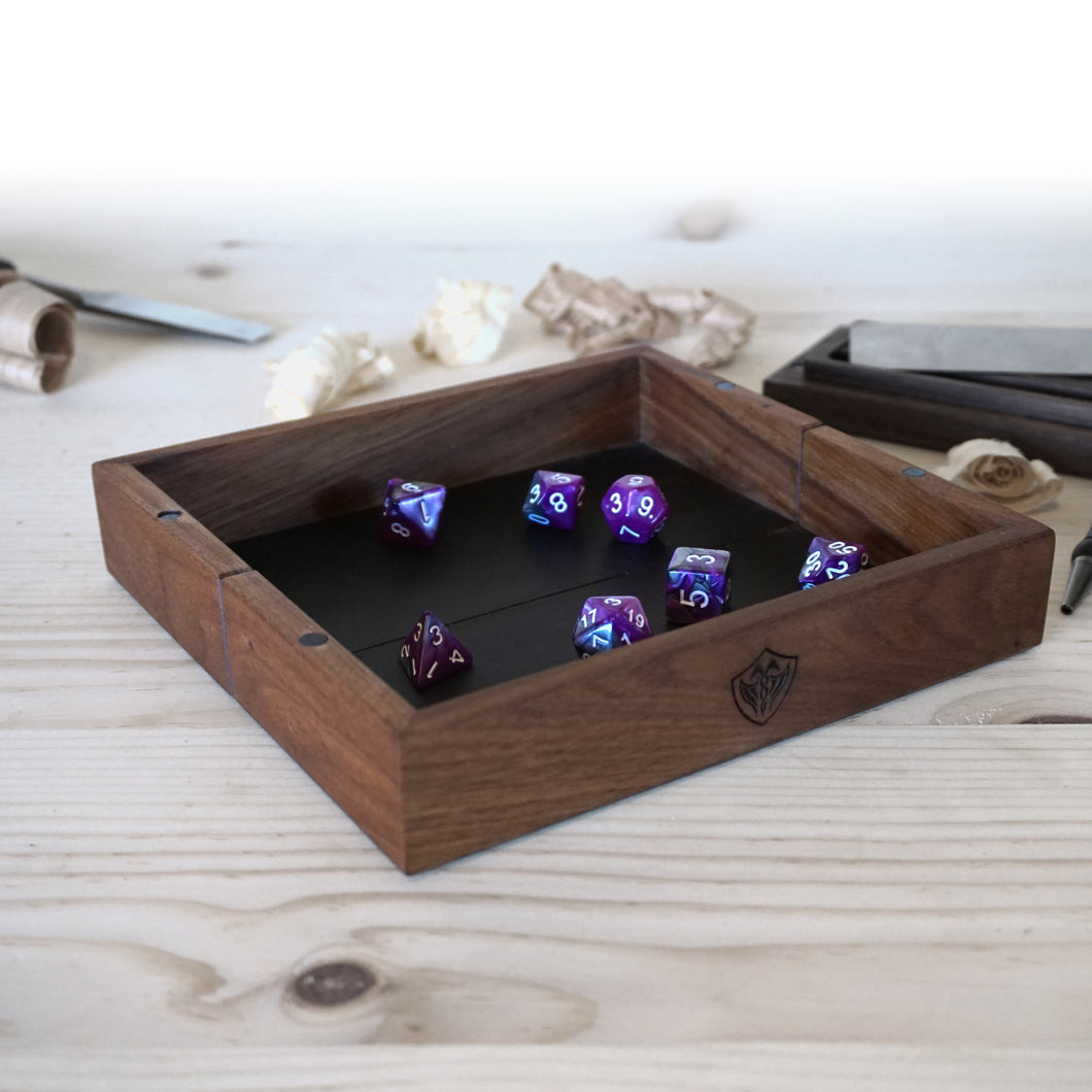 Walnut Magnetic Dice Tray - Nomads Armory